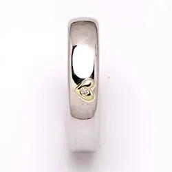 Vihkisormus hopea ja kulta 0,01 ct