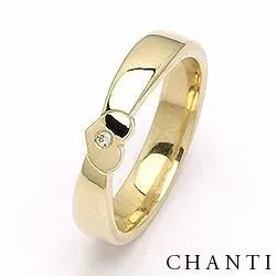 Kiiltävä sydän vihkisormus 9 karaatin kultaa 0,015 ct ct