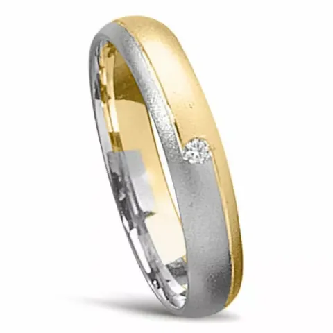 kaksivärinen Naisten sormus 14 karaatin kulta ja valkokultaa 0,025 ct