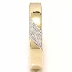 kaksivärinen briljantti vihkisormus 14 karaatin kulta ja valkokultaa 0,048 ct
