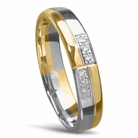kaksivärinen Naisten sormus 14 karaatin kulta ja valkokultaa 0,008 ct