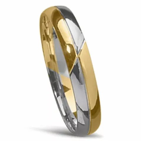 kaksivärinen vihkisormus 14 karaatin kulta ja valkokultaa