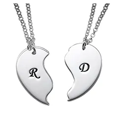 Halkaistu sydän Nimikaulaketjut riipus hopea