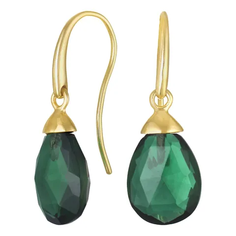 korvarenkaat 9 karaatin kultaa kanssa vihreä kristalli