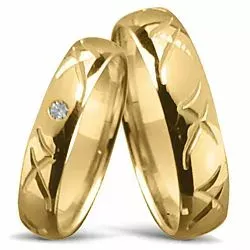 kuvio vihkisormusta 14 karaatin kultaa 0,025 ct - setit