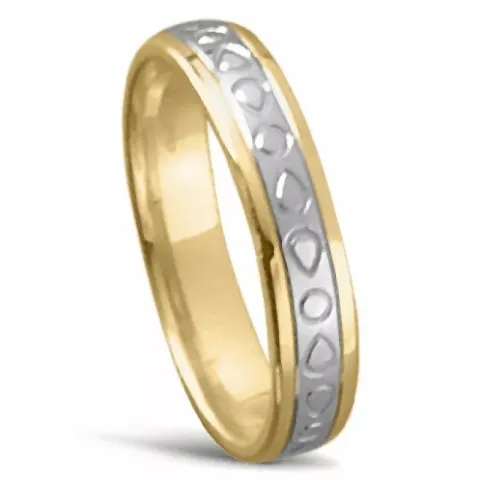 Kaksivärinen vihkisormus 14 karaatin kulta ja valkokultaa