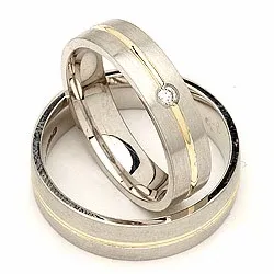 Vihkisormusta hopea ja 14 karaatin kulta 0,040 ct