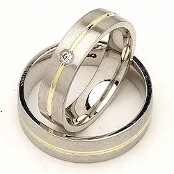 Vihkisormusta hopea ja 14 karaatin kulta 0,040 ct