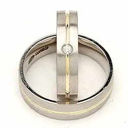 Vihkisormusta hopea ja 14 karaatin kulta 0,040 ct