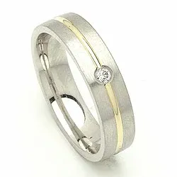 Vihkisormus hopea ja 14 karaatin kulta 0,040 ct