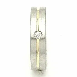 Vihkisormus hopea ja 14 karaatin kulta 0,040 ct