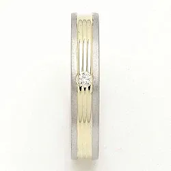 Vihkisormus 14 karaatin hopea ja 14 karaatin kulta 0,025 ct