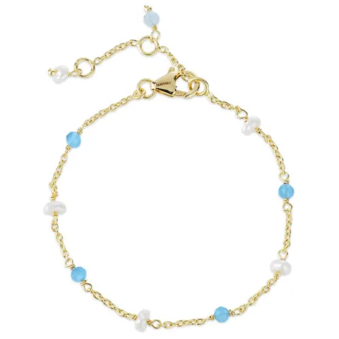 sininen kalsedoni rannekoru kullattua hopeaa - Loom Stones