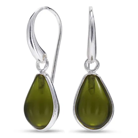 pisara armeijan vihreä kristalli korvarenkaat  hopea - Loom Stones