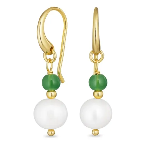 pitkät vihreä aventuriini korvarenkaat  kullattua hopeaa - Loom Stones