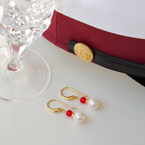 pitkät pinkki kristalli korvarenkaat  kullattu hopea - Loom Stones