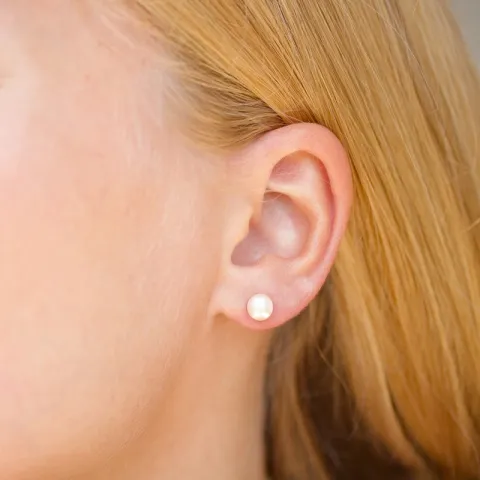 6 mm helmi nappikorvakorut  kullattu hopea