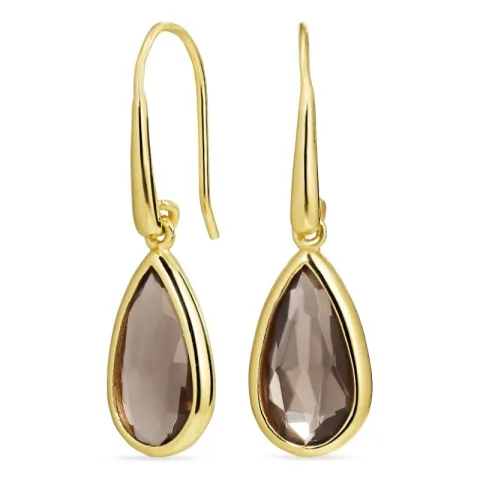 näytepakkaukset pisara savunvärinen kvartsi korvakorut virheellä  kullattua hopeaa