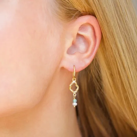 sininen jadekivi korvarenkaat  kullattu hopea - Loom Stones