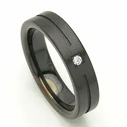 Vihkisormus musta teräs 0,025 ct