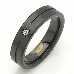 Vihkisormus musta teräs 0,025 ct