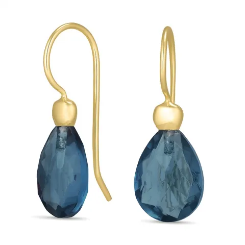 tummansininen kristalli korvarenkaat  kullattu hopea - Loom Stones