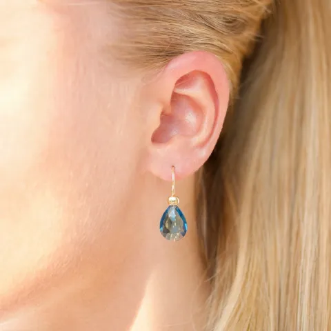 tummansininen kristalli korvarenkaat  kullattu hopea - Loom Stones