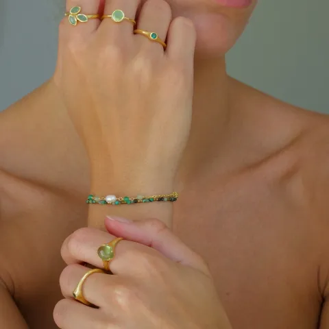 lehti aventuriini sormus kullattua hopeaa - Loom Stones