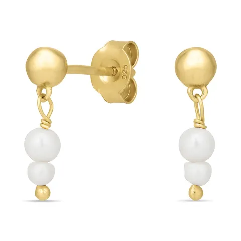 valkoinen helmi korvarenkaat  kullattu hopea