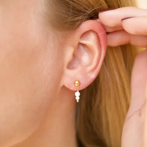 valkoinen helmi korvarenkaat  kullattu hopea