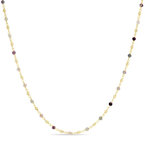monivärinen kaulaketju kullattua hopeaa 38 + 5 cm x 2,8 mm  - Loom Stones