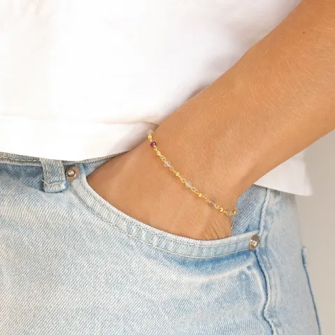 monivärinen rannekoru kullattua hopeaa - Loom Stones