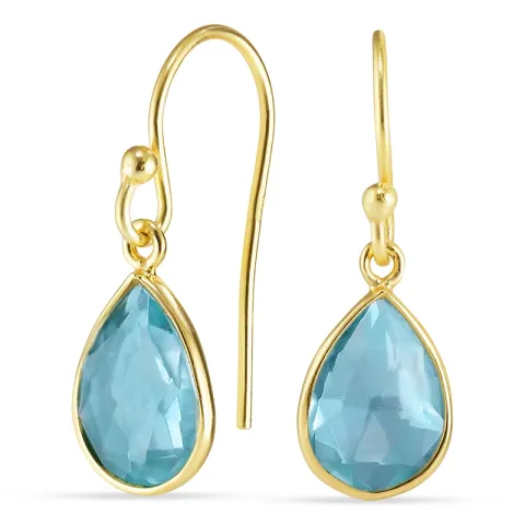 pisara sininen kristalli korvarenkaat  kullattu hopea - Loom Stones