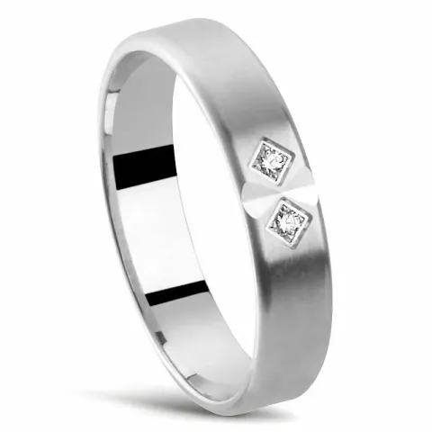 Mattapintainen Naisten sormus 14 karaatin valkokultaa 0,010 ct