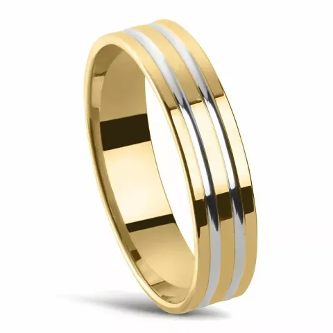 Kaksivärinen vihkisormus 14 karaatin kulta ja valkokultaa