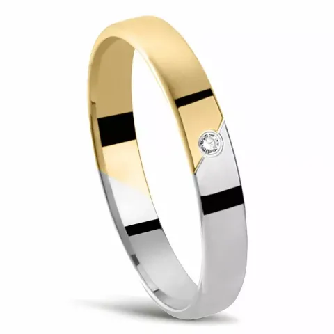 Kaksivärinen Naisten sormus 14 karaatin kulta ja valkokultaa 0,01 ct