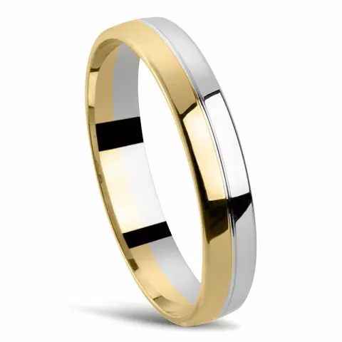 Kaksivärinen tasapintainen vihkisormus 14 karaatin kulta ja valkokultaa