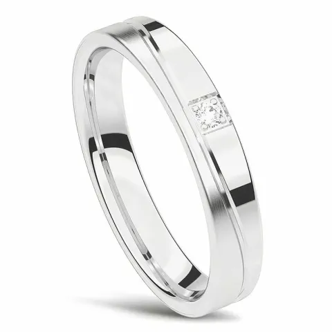 Elegantti Naisten sormus 14 karaatin valkokultaa 0,02 ct