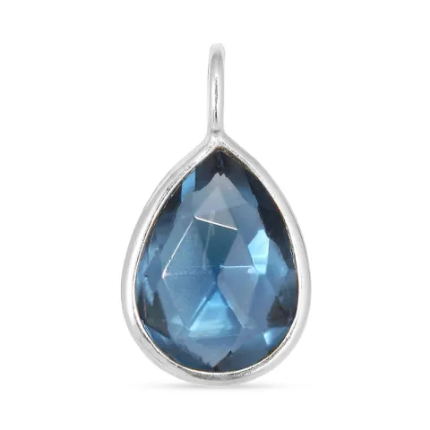 pisara tummansininen kristalli riipus  hopeaa - Loom Stones