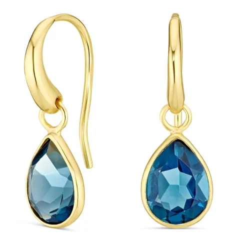 tummansininen kristalli korvarenkaat  kullattu hopea - Loom Stones