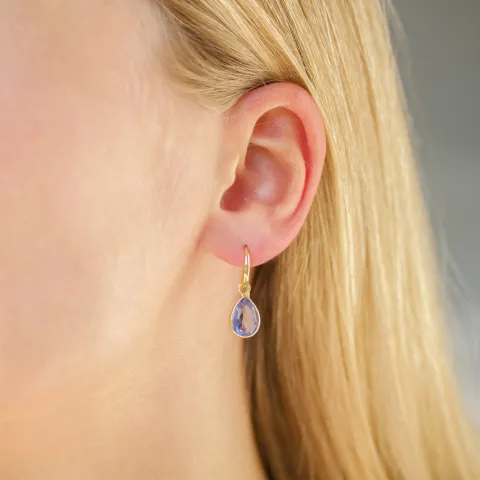 lila kristalli korvarenkaat  kullattu hopea - Loom Stones