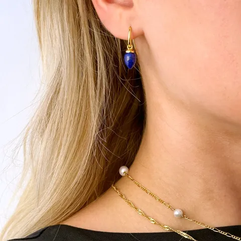 Lapislatsuli korvarenkaat  kullattu hopea - Loom Stones