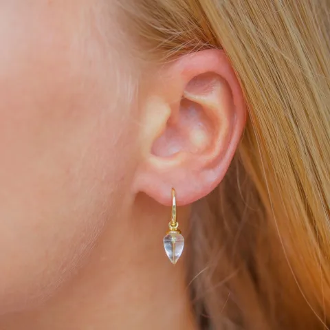 kirkas quartz korvarenkaat  kullattua hopeaa