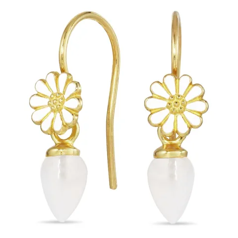 päivänkakkara kuukivi korvakorukoukut  kullattu hopea