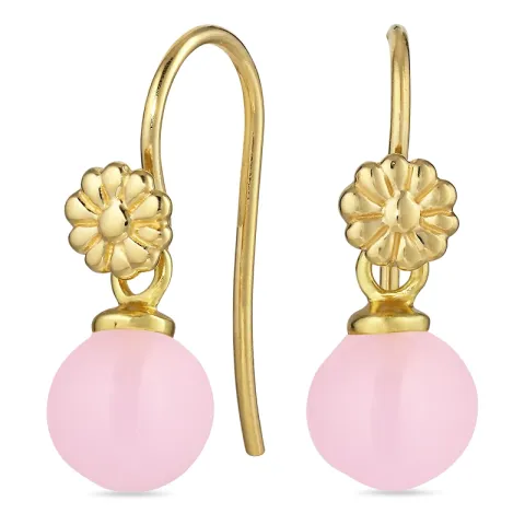 kukka ruusunvärinen kristalli korvakorukoukut  kullattu hopea