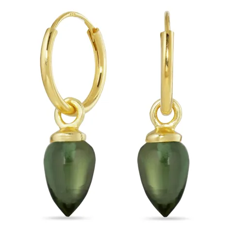 12 mm tummanvihreä kristalli rengas  kullattu hopea