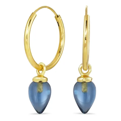 18 mm tummansininen kristalli rengas  kullattu hopea