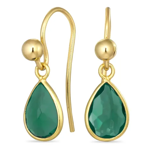 pisara vihreä kristalli korvakorukoukut  kullattu hopea