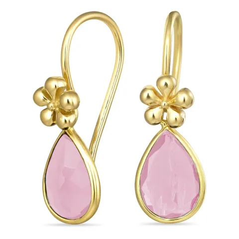 pisara ruusunvärinen kristalli korvakorukoukut  kullattu hopea