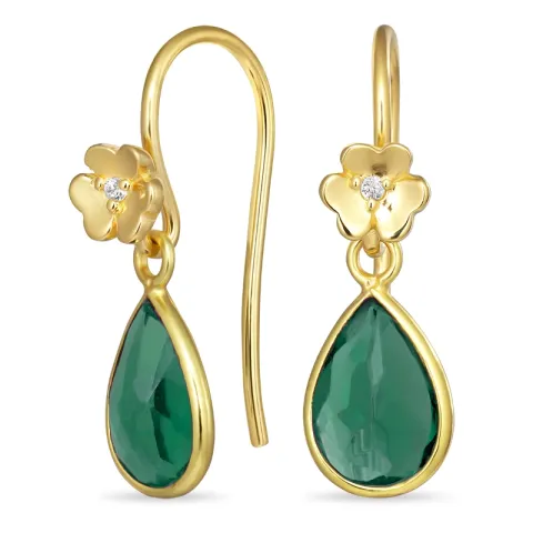 kukka vihreä kristalli korvakorukoukut  kullattu hopea